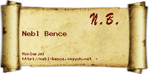 Nebl Bence névjegykártya